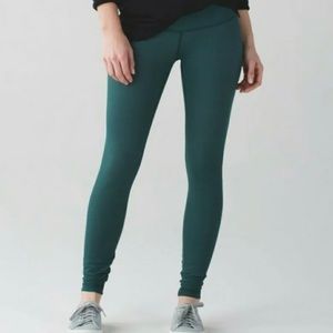 Lululemon Wunder Under Pant III - Denim Luon - Green - Size 6